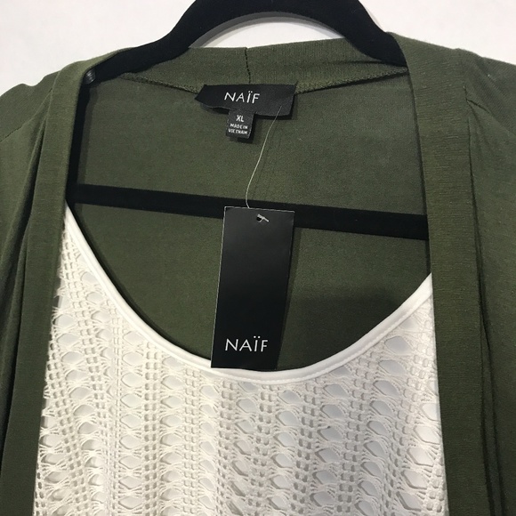 Naif Beige and Green Cardigan Top XL - Picture 6 of 6